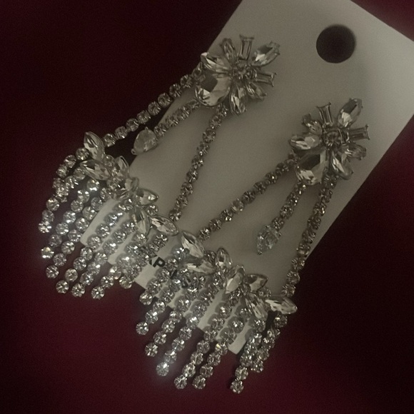 Express Rhinestone Embellished Chandelier Drop Earrings - Picture 9 of 14